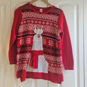 Ugly Christmas Sweater 1X Llama Alpaca Scarf Holiday Red White Funny